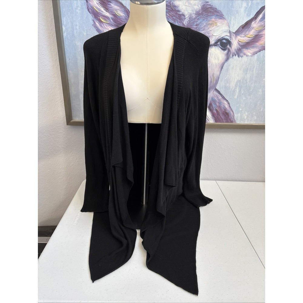 Eileen Fisher Women's XL Black Lightweight Knit Open Front‎ Cardigan Long Sleeve